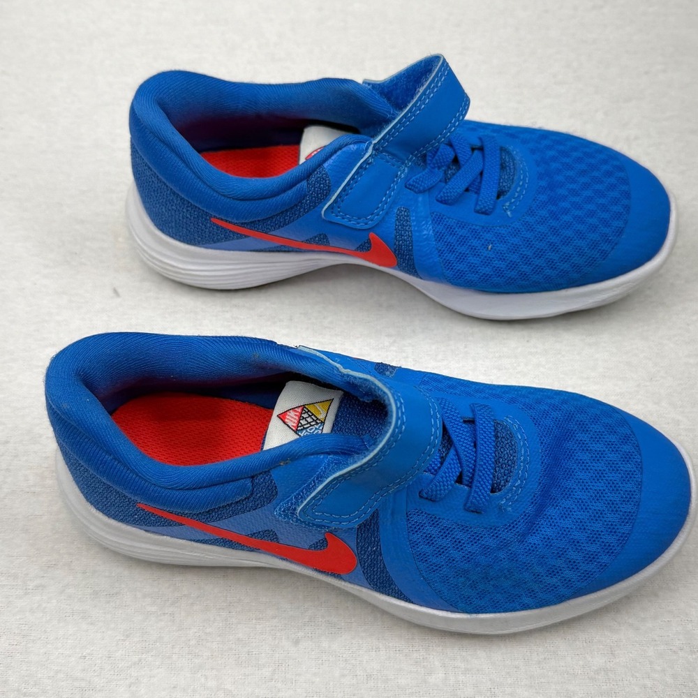 Nike Kids Revolution 12.5C Kids Sneakers Blue/Crimso Brand New Strap Unisex - Picture 4 of 9